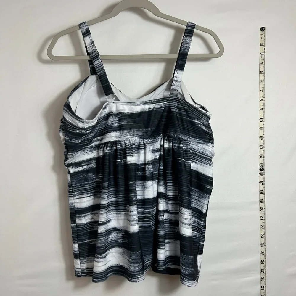 LALAGEN black and white plus size‎ built-in padded bra tankini top XXL